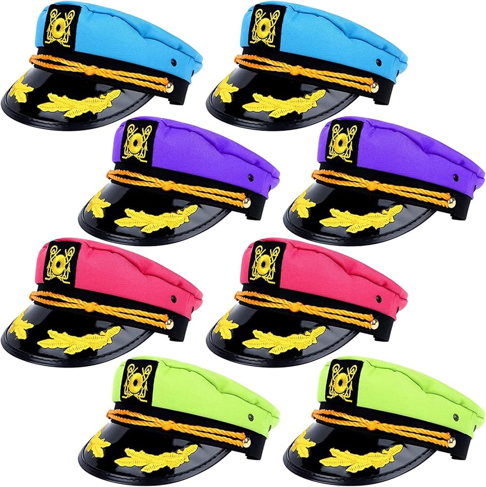 Amazon.com: 8 Pack Colorful Captain Hat Sailor Hat Unisex